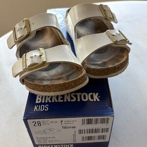Toddler Kids White patent Birkenstock Arizonas